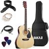 BAKAJI Chitarra Elettro-Acustica 41 Pollici con Custodia, Kit Ricambio Corde, Plettri, Cavo per Amplificatore e Tracolla, Chitarra Folk Forma Cutaway per Adulti e Principianti (Natural)