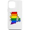 Rhode Island Map USA State Rainbow Pride Custodia per iPhone 13 Pro Max Rhode Island Mappa USA Stato Arcobaleno Flag Orgoglio