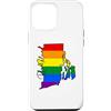 Rhode Island Map USA State Rainbow Pride Custodia per iPhone 12 Pro Max Rhode Island Mappa USA Stato Arcobaleno Flag Orgoglio