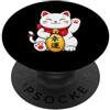 Japanese Lucky Cat Maneki Neko Kawaii Fo Kawaii Maneki Neko Gatto Sventolante Koban Buona Fortuna Giappone Art PopSockets PopGrip Adesivo