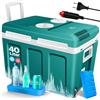 KESSER Frigorifero da 40 l con ruote, frigo elettrico, refrigerante e caldo, 12 e 230 V, termobox per auto, barca e campeggio, mini frigorifero con modalità ECO & MAX (verde petrolio)