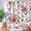 LIVILAN Tenda da doccia floreale per bagno, tenda da doccia con ganci ad acquerello, decorazione floreale per il bagno, 182,9 x 182,9 cm (larghezza x altezza)