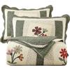 vctops Set di 3 pezzi con copriletto trapuntato ricamato floreale, 100% cotone, reversibile, patchwork, set 1 trapunta e 2 federe (verde, Queen)