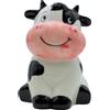 Dekohelden24 Salvadanaio in Ceramica a Forma di Mucca Nero-Bianco per Bambini, Statuetta Decorativa da 11x12x16 cm per Camera da Letto, Soggiorno o Scrivania