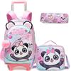 HTgroce Zaino Trolley Per Bambina Ragazze Scuola Elementare Zainetto Carrello Zaino Scuola