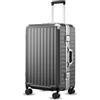 LUGGEX Valigia Rigida, Bagaglio Con Struttura In Alluminio Con Chiusura A Combinazione, Trolley Per Bagagli Senza Zip Con 4 Ruote, Nero, M (68cm, 75L)