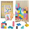 PASLFC Puzzle in legno 3D Tetris, creativo e pensiero, puzzle ispirati ai Montessori, intelligenza jigsaw, strumento di allenamento del cervello, blocchi geometrici colorati, decorazione da tavolo e aiuto