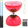 KUWUNG Diabolo LED con cuscinetti a sfera, 4,5 mm Diabolo luminoso, set giocoliere con bastoncini a mano, strumento circo a ruota libera per adulti principianti professionisti (rosso)