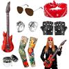 ZoneYan Accessori Costume Rock, Discoteca Costume Rocker, Chitarra Rocker, Maniche, Anelli, Occhiali, Bandana, Braccialetti, Guanti, 80/90s Costumi Rock Punk, Gothic Rockstar Accessori per Carnevale