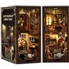 Honghuang Book Nook Garage Fai da Te in Legno, Officina Auto Vintage con Luce LED, 374 Pezzi Modellino Fermalibri Regalo per Adulti 002