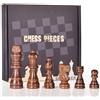 SANCHKEN 32 pezzi di scacchi in legno da 7,6 cm artigianali (solo pezzi), torneo Staunton Chessmen con custodia con personaggi del re, accessori per scacchi gioco di scacchi