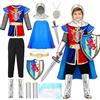 YYDSXK Costume Cavaliere Bambino, Cosplay Cavaliere Medievale con Cape Reversibile, Spada in Schiuma e Scudo, Regalo per Bambino, Vestito Cavaliere per Halloween, Carnevale e Compleanno (130)