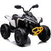 LEAN TOYS Kinder Quad Elettrico Auto 12V 4x45W Bluetooth Bianco Miniquad 4x4