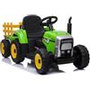 LEAN TOYS Trattore Per Bambini Con Rimorchio Auto Elettrica Telecomando LED MP3 Verde