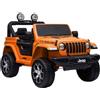 LEAN TOYS Jeep Wrangler Rubicon Auto Bambino Elettrica 4x4 EVA Pelle LED RC MP3 Arancione