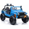 LEAN TOYS Jeep Elettrico Per Bambini 4X45W Ruote EVA Pelle Sintetica LED Telecomando Blu