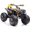 LEAN TOYS Kinder Quad Elettrico 12V 4x45W EVA LED MP3 Bluetooth Giallo Mini Quad