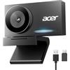 Acer Webcam 4K per PC/Mac con Unibody interamente in metallo scolpito, sensore Sony da 0,5, PDAF, 2 microfoni con riduzione del rumore, copertura per la privacy per Switch 2/Zoom/Teams/Facetime