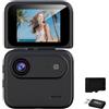 BELOWSYALER Fotocamera portatile 4K UHD con obiettivo grandangolare a 143 ° con batteria lunga per mountain bike e trail running, telecamera Vlog impermeabile