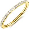 Dochais Anelli Eternity in Argento Sterling 925, Anelli Impilabili Placcati in Oro 14K per Donne, Anello da Donna con Zirconi, Anello Semplice, Anelli Impilabili in Argento/Oro - Gioielli