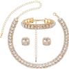 UNICRAFTALE 1 Set di Gioielli con Strass in Cristallo - Collana, Orecchini, Bracciale in Metallo 31,4 cm - Set di Gioielli da Sposa in Cristallo di Vetro - Accessori per Festa da Dama di Onore, Ottone