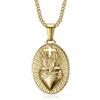 BOBIJOO JEWELRY - Collana Pendente Sacro Cuore di Gesù Cristo Amore Dio Donna in Acciaio Inox Placcato Oro