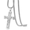 JewelryWe Gioielli Collana da Uomo Modello Croce Gesu' in Acciaio Inossidabile Colore Argento Nero Oro