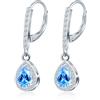 MICSAVI Orecchini Pendenti Zircon da Donna in Argento 925, Pietre Taglio rotondi/a forma di cuore/a forma di fiore/ovali/a goccia/quadrati, Gioielli per Moglie Mamma Fidanzata