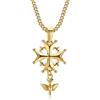 BOBIJOO JEWELRY - Collana Ciondolo Donna Bambino Croce Ugonotta Protestante Acciaio Oro Placcato Oro Catena