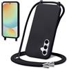 BAFUGU Cover Compatible con Samsung Galaxy A16 5G con Cordino Custodia con Laccio Collana Tracolla Collo Liquido Silicone Antiurto TPU Antiurto AntiGraffio Case - Nero