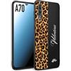 CUSTOMIZZA - Custodia cover nera morbida in tpu compatibile per Samsung A70 custom nome scritta leopardato maculato donna marrone leopard