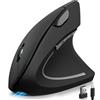 Lhome Mouse verticale wireless 2.4G, mouse ottico ergonomico ricaricabile: 3 DPI regolabili 800/1200/1600 livelli 6 pulsanti, per laptop, PC, computer, desktop, notebook, ecc., nero