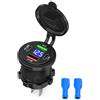 KEEDIN Presa di ricarica USB per auto, 12 V/24 V, 4 porte, 60 W, PD3.0 e QC3.0, ricarica rapida, presa USB impermeabile con voltmetro a LED, per auto, camion, moto, camper e barche