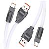 WEB world electronic business Set 2 pezzi - Cavo USB Type-C Ricarica Veloce 5A Trasferimento Dati 1 Metro LED Integrato Silicone Anti-Groviglio - Bianco
