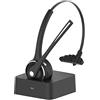 Funtuan Cuffia Bluetooth senza fili con microfono, con cancellazione del rumore, cuffie Bluetooth per camionista, vivavoce con dock di ricarica per call center, casa, smartphone, PC