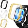 iVoler 3 Pezzi Clear Cover con Pellicola Protettiva per Huawei Watch Fit 5, Copertura Completa Custodia Anti-Graffio Ultra Sottile Morbida TPU Case, Trasparente + Nero + Oro