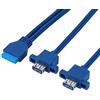 ASHATA Adattatore Splitter USB 3.0 2 Porte, USB3.0 19 Pin da 2 Pin Cavo di Montaggio Pannello Scheda Madre Anteriore con Foro per Vite, Cavo USB 3.0 da 19 Pin a Doppia Porta A Femmina(0.3m)