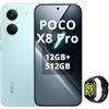 XIAOMI POCO X8 Pro Smartphone 12+512GB,processore Dimensity 8500-Ultra,batteria da 6500 mAh,sensore Sony IMX882 da 50 MP con OIS,fotocamera da 50 MP,Verde,incluso Smart Watch