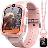 IOWODO Smartwatch per Bambini 4G con Videochiamata, 1.85" Orologio Telefono Bambini con GPS, WiFi e LBS, SOS, Batteria 850mAh, Modalità Scuola, 25 Lingue, IP68 Impermeabile, Regalo per Bambina, Rosa