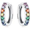 Cycuff Orecchini a cerchio in argento Sterling 925 con zirconia cubica colorata, orecchini pendenti da donna, set regalo per lei, orecchino, Zirconie sintetico