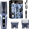 Favrison Rasoio da barba a vuoto da uomo, rasoio elettrico da uomo, blu | Tagliacapelli impermeabile IPX7 (da 1 mm a 20 mm) con ricarica di tipo C, display LCD, sistema a doppio motore