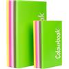 Colourbook, Quaderno A4 Cartonato A Righe 1R Senza Margine Per Medie e Superiori, Copertina Protettiva Integrata, Set 5 Colori, 96 Fogli 80G, Carta Bianca Brillante Liscia, Finitura Opaca Laminata