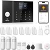 PGST WiFi Sistema di Allarme Casa Senza Fili,GSM SMS Sistema Antifurto Completo con Sirena Allarme 120dB,Telecomando Intelligente,Display LCD, Invite vocale,Sicurezza per la ufficio,Casa