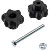 Aerzetix Set 12 manopole stella M5 + 6 viti M5x50 + 6 dadi/corsa 26 mm