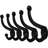 WEBI Rustici Ganci Appendiabiti da Parete,Ghisa Ganci Appendi Cappotto,Appendino da Muro,Vintage Gancio Appendiabiti,Appendini da Muro Ganci da Muro Appendere Cappotti,Giacche,Cappelli,Nero,5 Pezzi