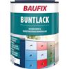 Baufix Vernice colorata bianca, satinata, 1 litro, vernice, diluibile in acqua, per interni ed esterni, adatta per legno/zinco/cemento, ferro/muratura