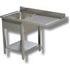 Ristoattrezzature Lavello in Acciaio Inox - Professionale, per Cucine Ristoranti e Pizzerie - 1 Vasca, Gocciolatoio a Sbalzo a Dx - 120x70x85h