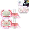Philips Avent SCF376/22 2 Succhietti Ultra-Air, Night 6-18 Mesi, Femmina