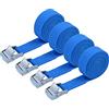 URAQT 4 Pcs Cinghie di Tensione, 2 M x 2 cm Cinghie di Tensionamento, Carico Cinghie di Tensione con Fibbia, Adatto per Moto, Auto, Portabiciclette, Trazione: 500kg / Pezzo (Blu)