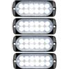 YOJZMA 4Pcs Luce stroboscopica emergenza, 12 LED bianca Luce lampeggiante | Montaggio a Superficie Luci segnalazione emergenza, 9 modalità, Doppia Riga, 12V-24V, per Veicoli Costruzione, Camion